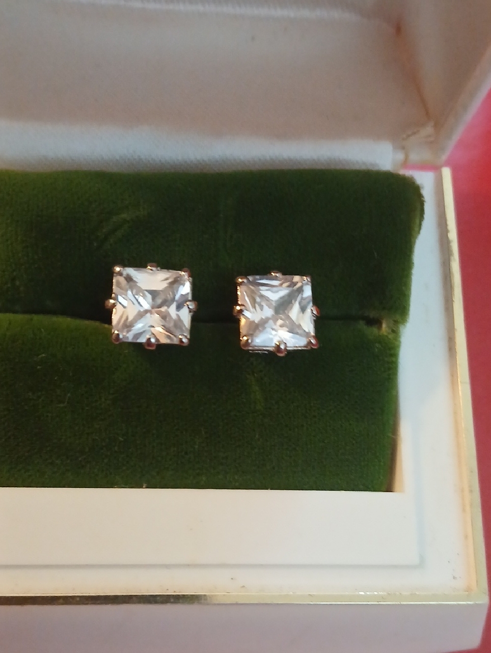 SWAROVSKI Square Stud Pierced Earrings Silver Setting NWOT